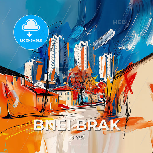 Vibrant Bnei Brak, Israel - A Painting Of A City - Square format print template