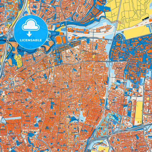 Colorful Bnei Brak Street Map with Labels and Buildings