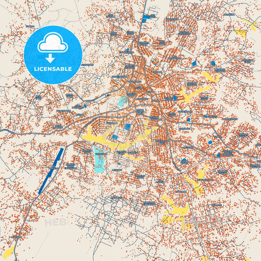 Colorful Bo Street Map with Labels and Buildings