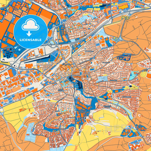 Colorful Boblingen Street Map with Labels and Buildings