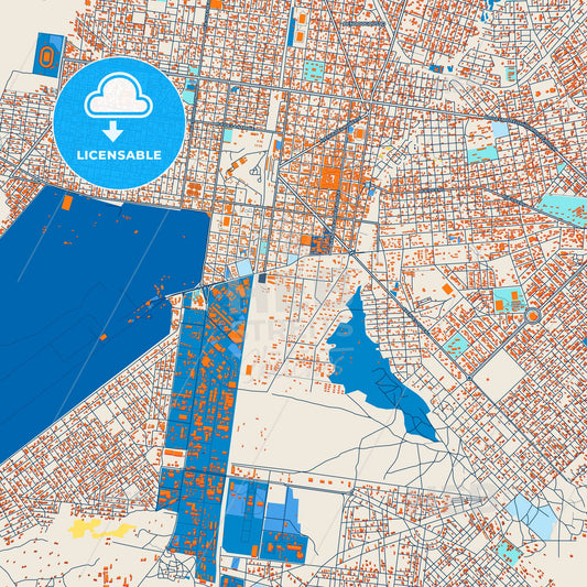 Colorful Bobo-Dioulasso Street Map with Labels and Buildings