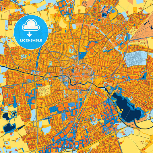 Colorful Bocholt Street Map with Labels and Buildings