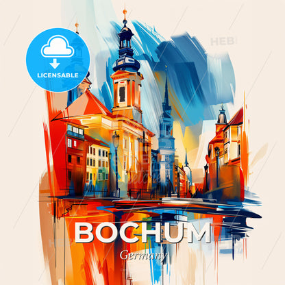 Vibrant Bochum, Germany - A Painting Of A City - Square format print template