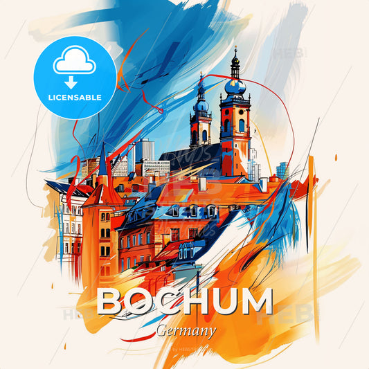 Vibrant Bochum, Germany - A Painting Of A City - Square format print template