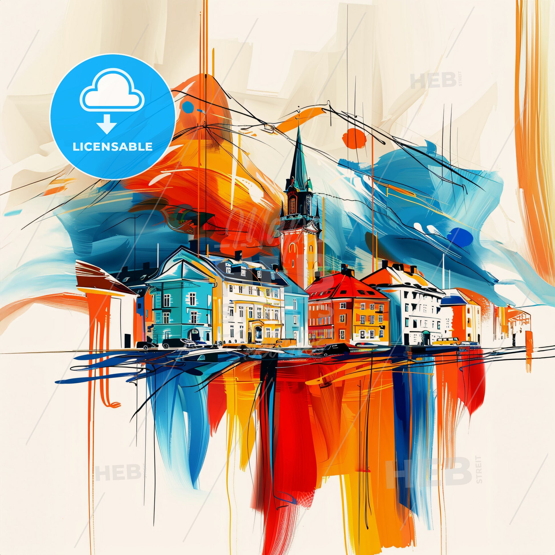 Vibrant Bodø, Norway - A Painting Of A Town