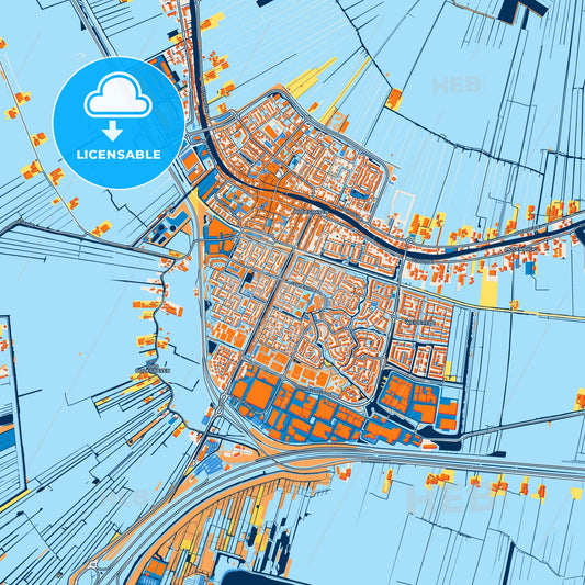 Colorful Bodegraven-Reeuwijk Street Map with Labels and Buildings