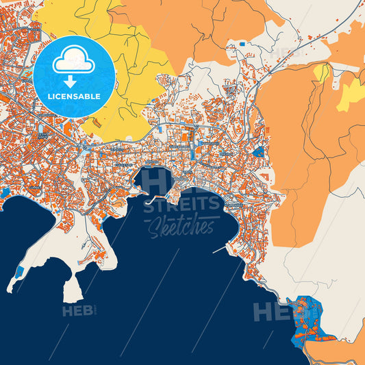 Colorful Bodrum Street Map with Labels and Buildings