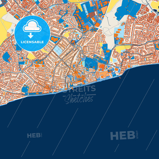 Colorful Bognor Regis Street Map with Labels and Buildings