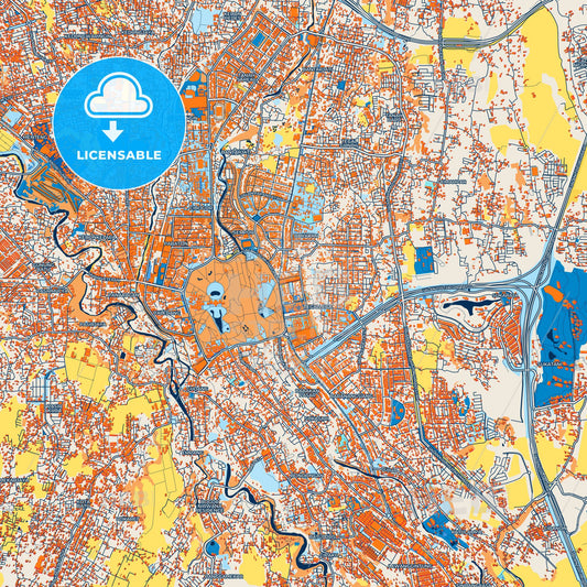 Colorful Bogor Street Map with Labels and Buildings