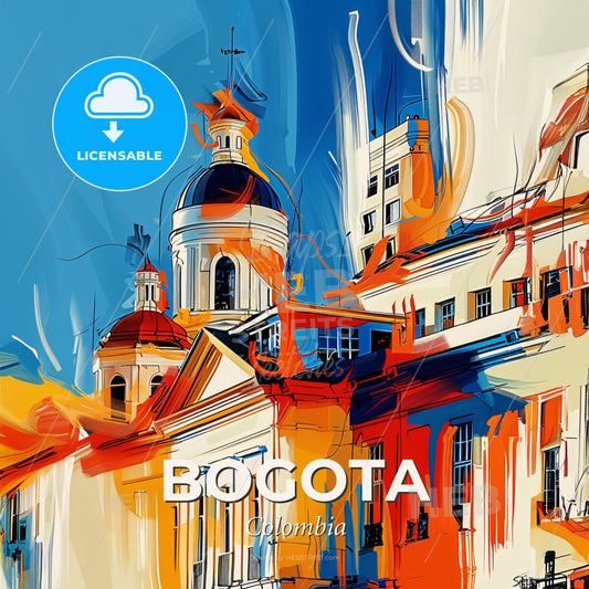 Vibrant Bogota, Colombia - A Building With A Dome On Top - Square format print template