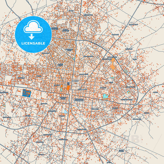 Colorful Bohicon Street Map with Labels and Buildings