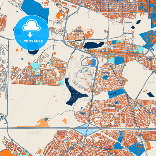 Colorful Boksburg Street Map with Labels and Buildings