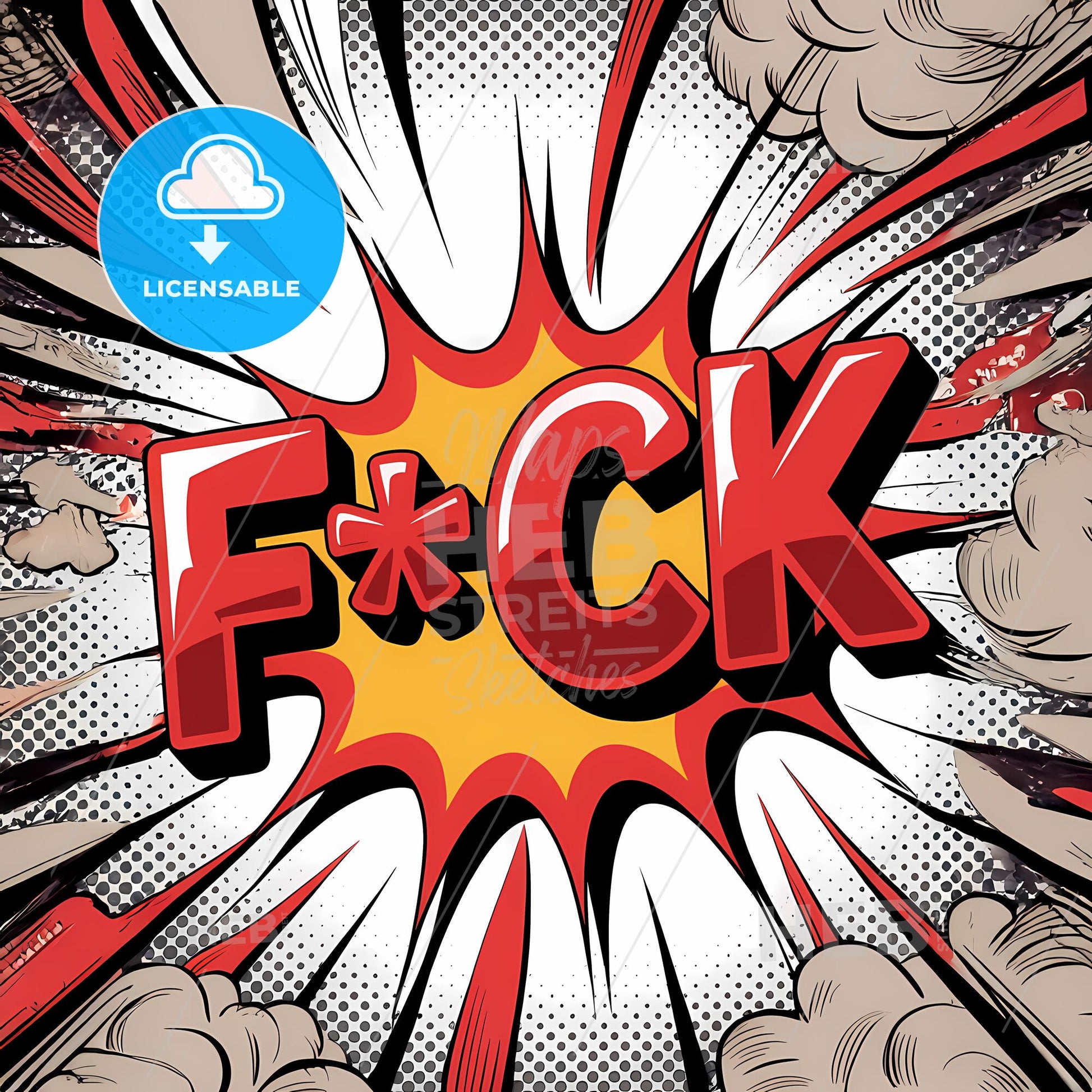 Bold Comic Blast: Glossy F*CK Explosion in Dynamic 3D Style