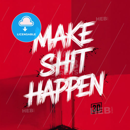 Bold Minimalist Motivational Print: MAKE SHIT HAPPEN in Hand-Drawn Brush Style