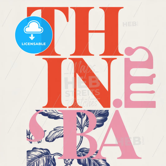 Bold Minimalist Typography Art: Vibrant Red Letters on Soft Pink Background