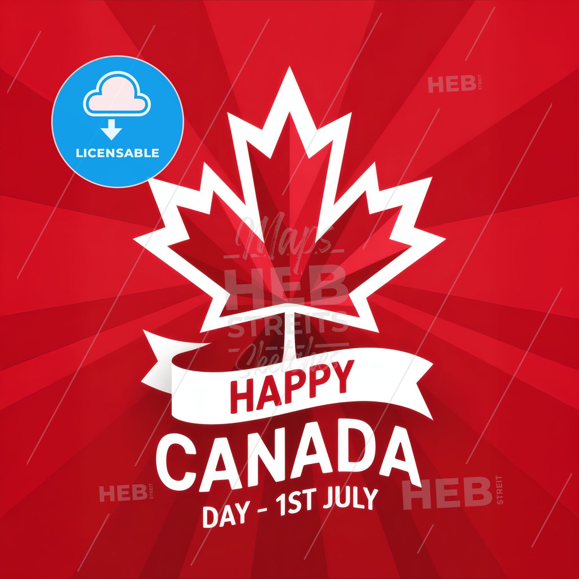 Bold Patriotic Canada Day Print: Modern Maple Leaf Design on Striking Red Background