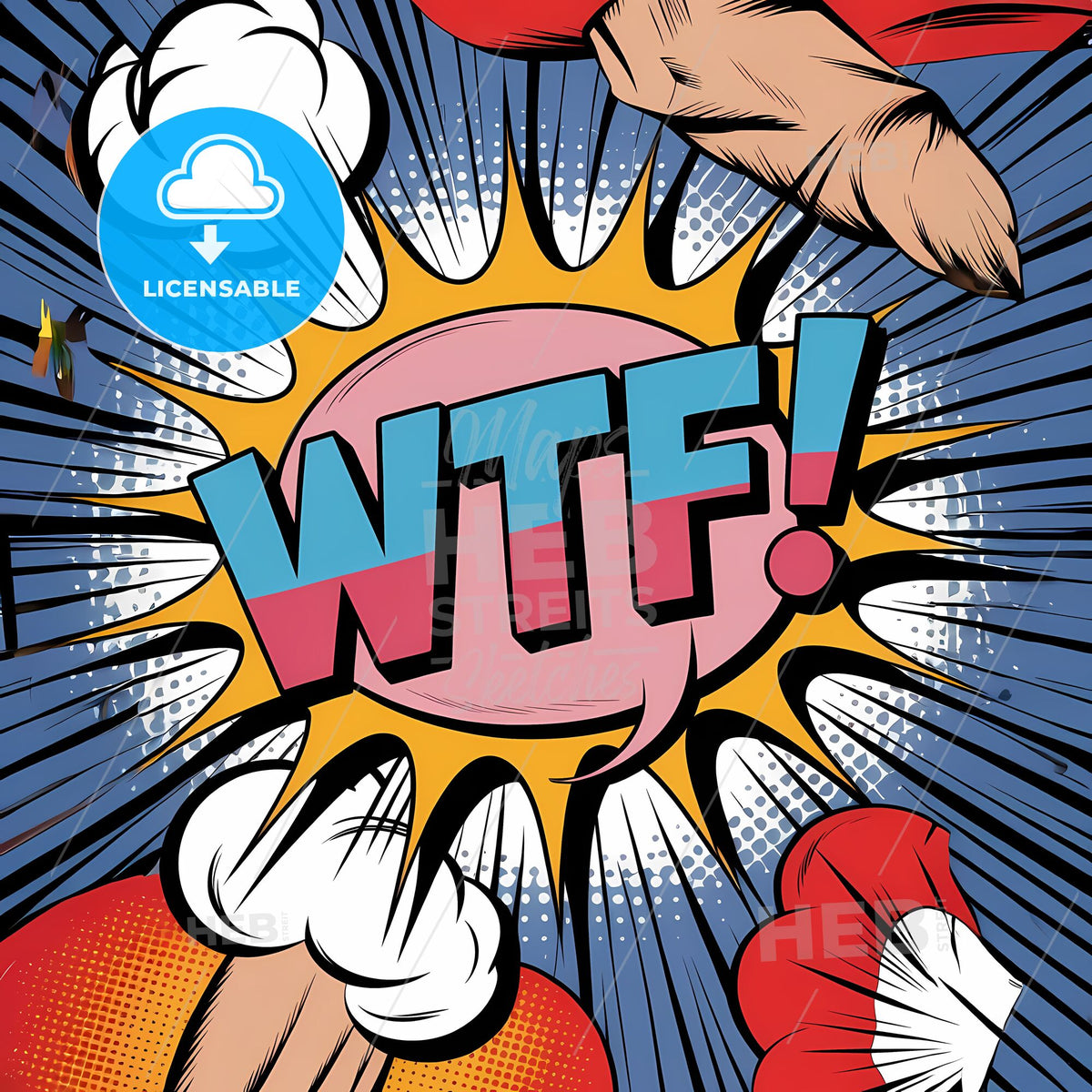Bold WTF! Comic Burst: A Retro Graffiti Explosion in Vivid Colors