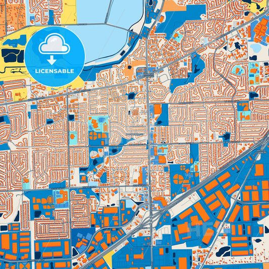 Colorful Bolingbrook Street Map with Labels and Buildings