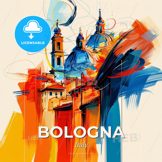Vibrant Bologna , Italy - A Painting Of A City - Square format print template