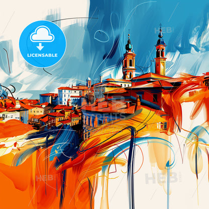 Vibrant Bologna , Italy - A Painting Of A City