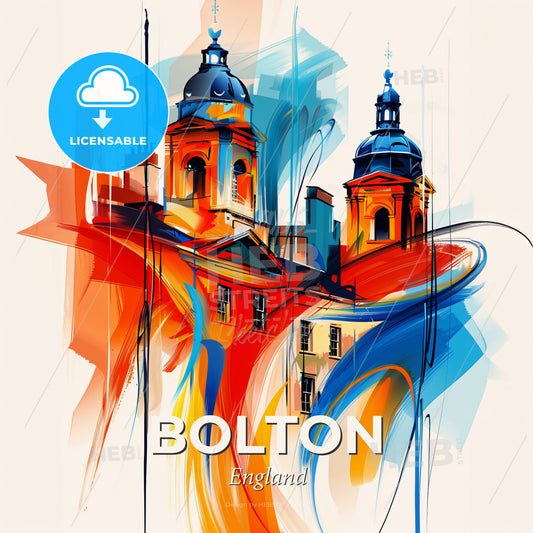 Vibrant Bolton, England - A Painting Of A Building - Square format print template