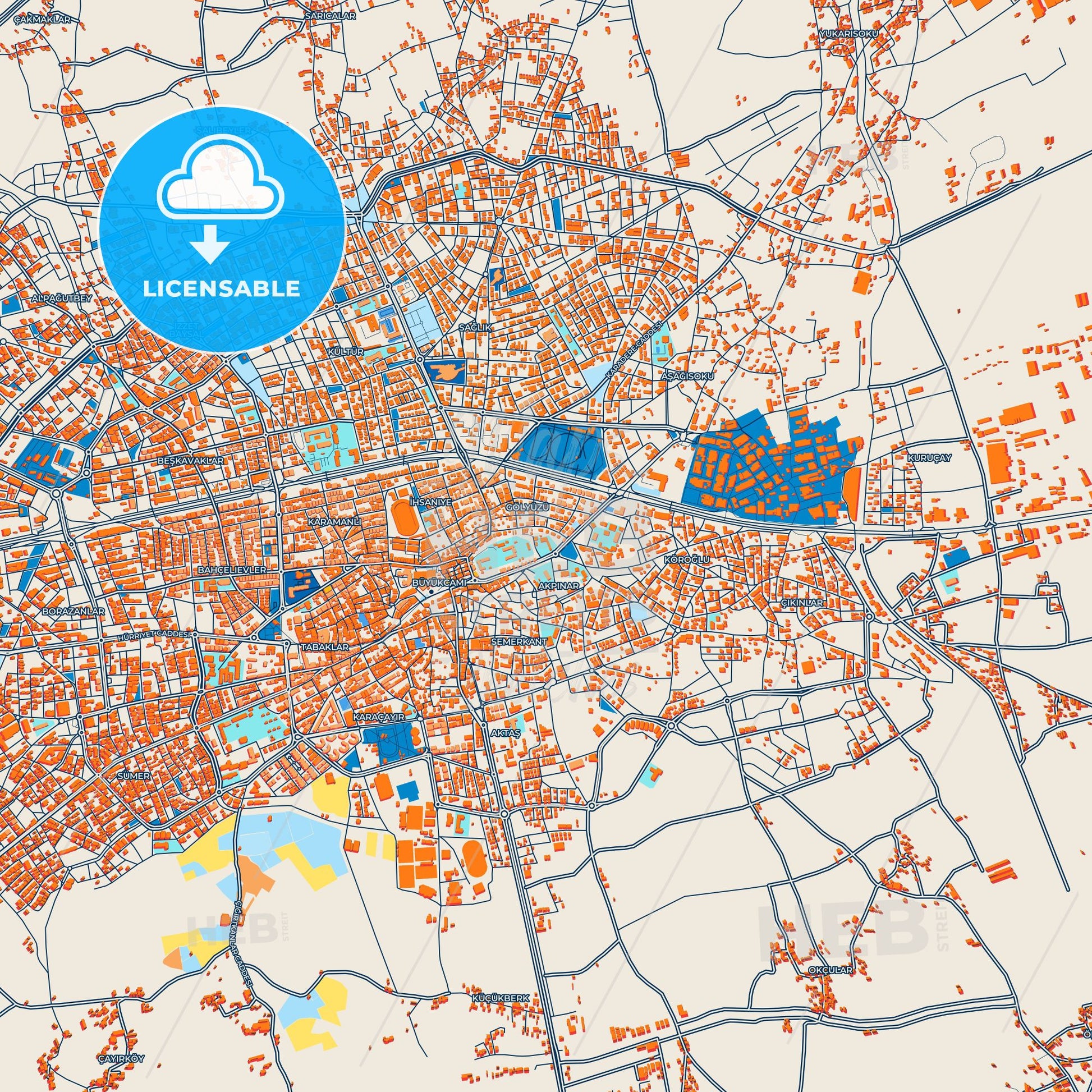 Colorful Bolu Street Map with Labels and Buildings