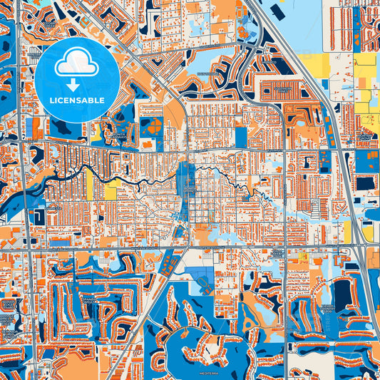 Colorful Bonita Springs Street Map with Labels and Buildings