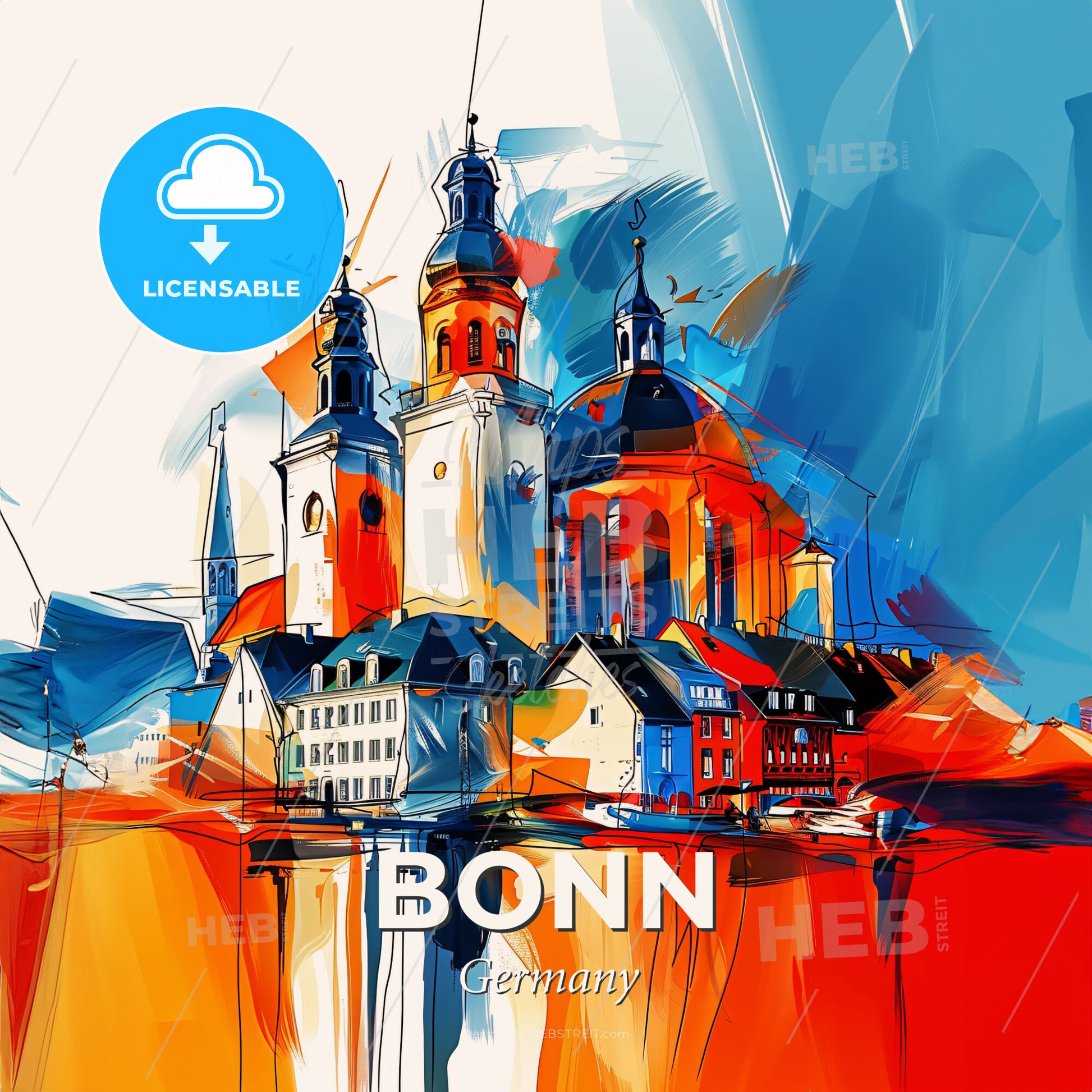 Vibrant Bonn, Germany - A Painting Of A Building - Square format print template