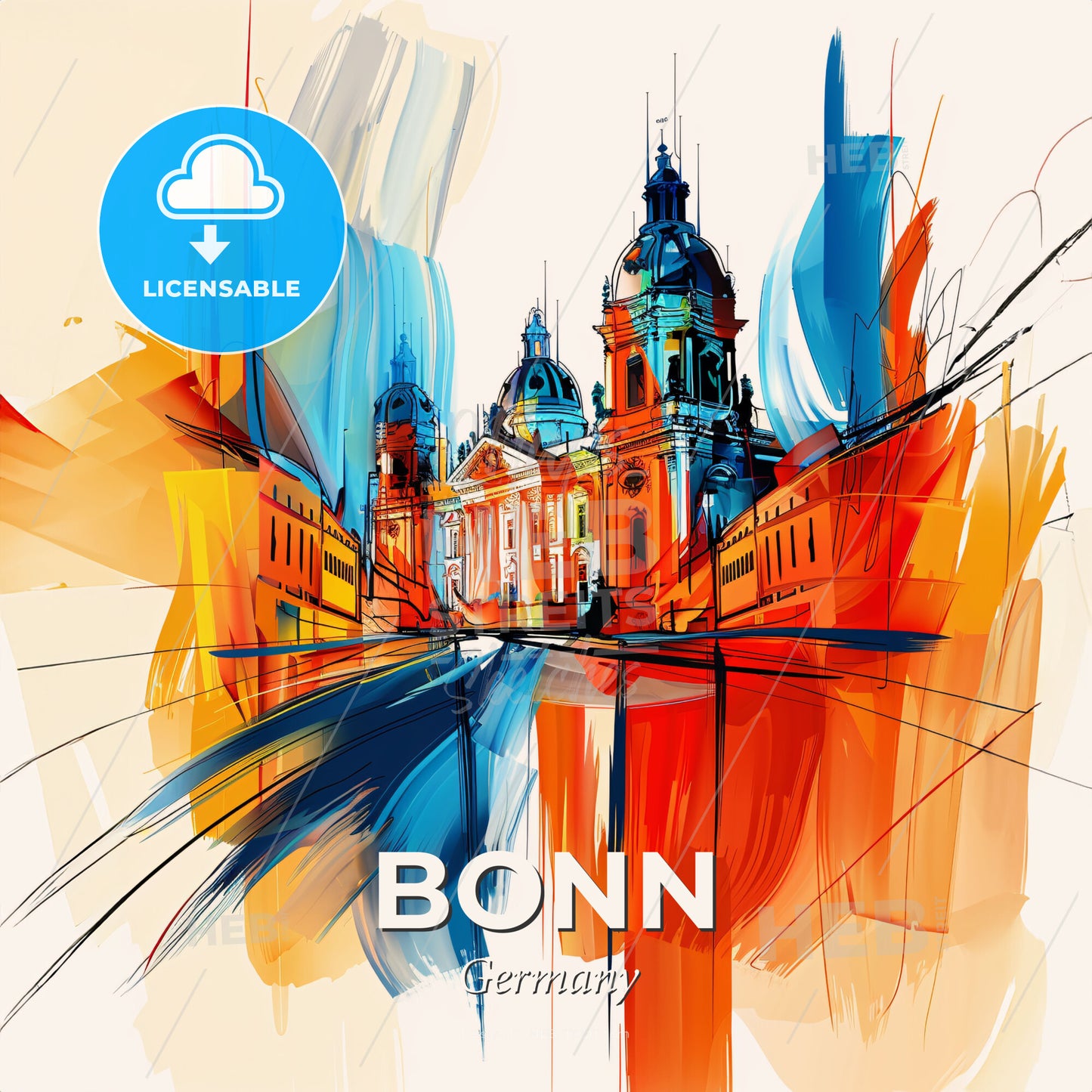 Vibrant Bonn, Germany - A Painting Of A Building - Square format print template