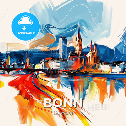 Vibrant Bonn, Germany - A Painting Of A City - Square format print template
