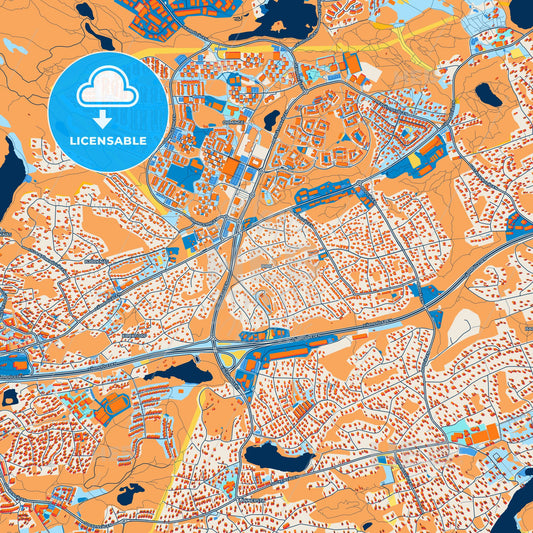 Colorful Boo Street Map with Labels and Buildings