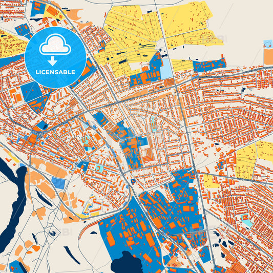 Colorful Bor Street Map with Labels and Buildings
