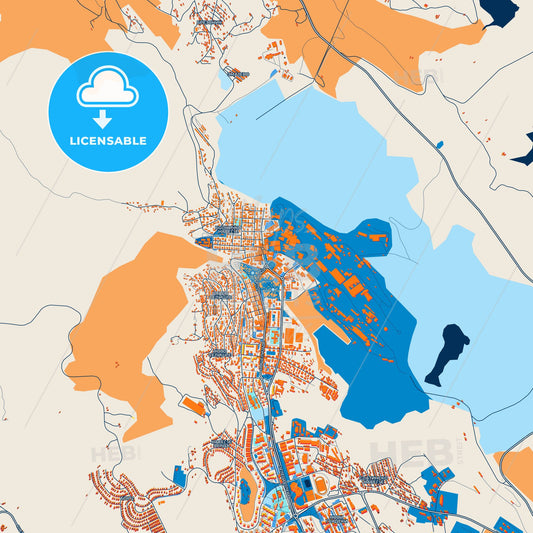 Colorful Bor Street Map with Labels and Buildings