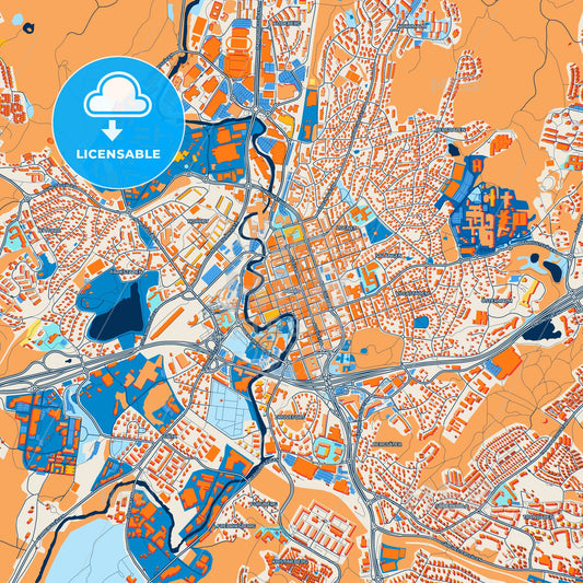 Colorful Borås Street Map with Labels and Buildings