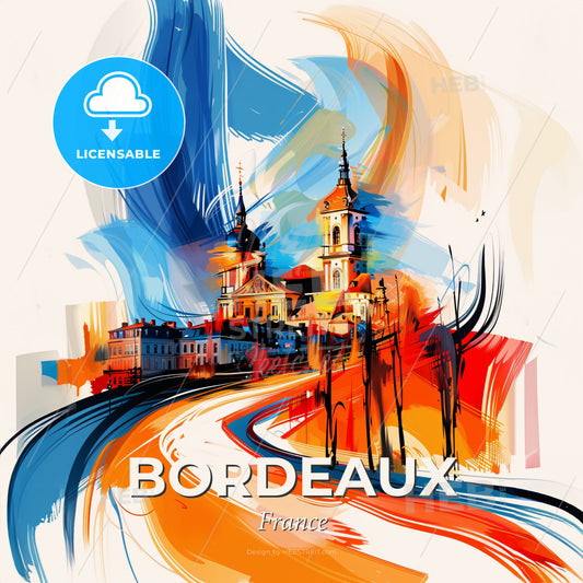 Vibrant Bordeaux, France - A Painting Of A Building - Square format print template