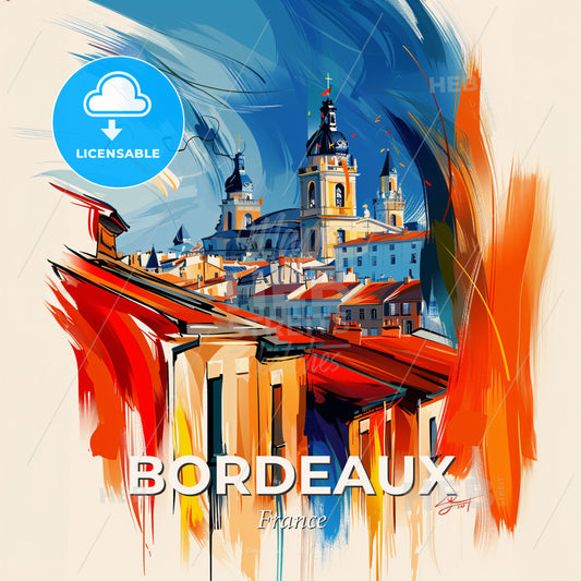 Vibrant Bordeaux, France - A Painting Of A City - Square format print template