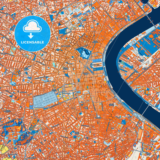 Colorful Bordeaux Street Map with Labels and Buildings