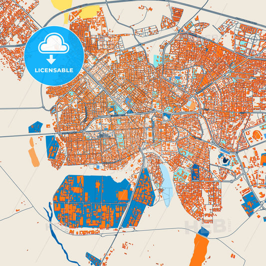Colorful Bordj Bou Arreridj Street Map with Labels and Buildings
