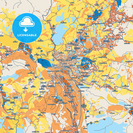 Colorful Borgo Maggiore Street Map with Labels and Buildings