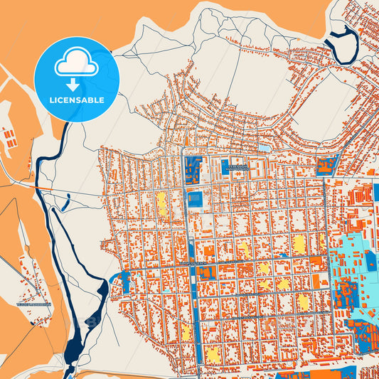 Colorful Borisoglebsk Street Map with Labels and Buildings