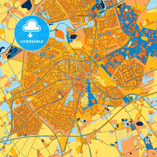 Colorful Borken Street Map with Labels and Buildings