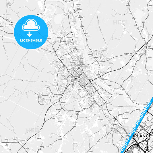 Borlänge, Sweden light map with streetnames, citynames and districts