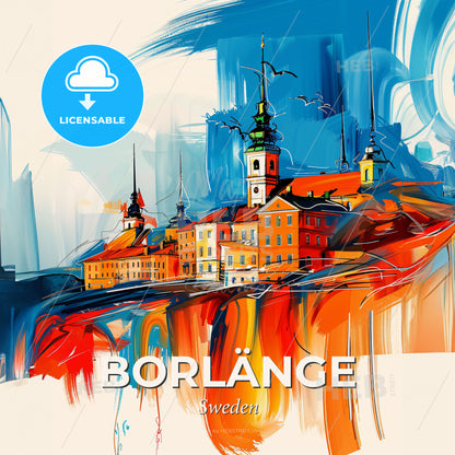 Vibrant Borlänge, Sweden - A Painting Of A Building - Square format print template