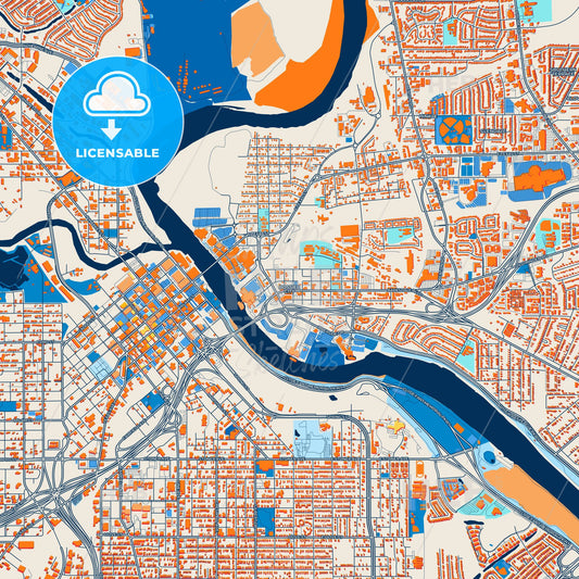 Colorful Bossier City Street Map with Labels and Buildings