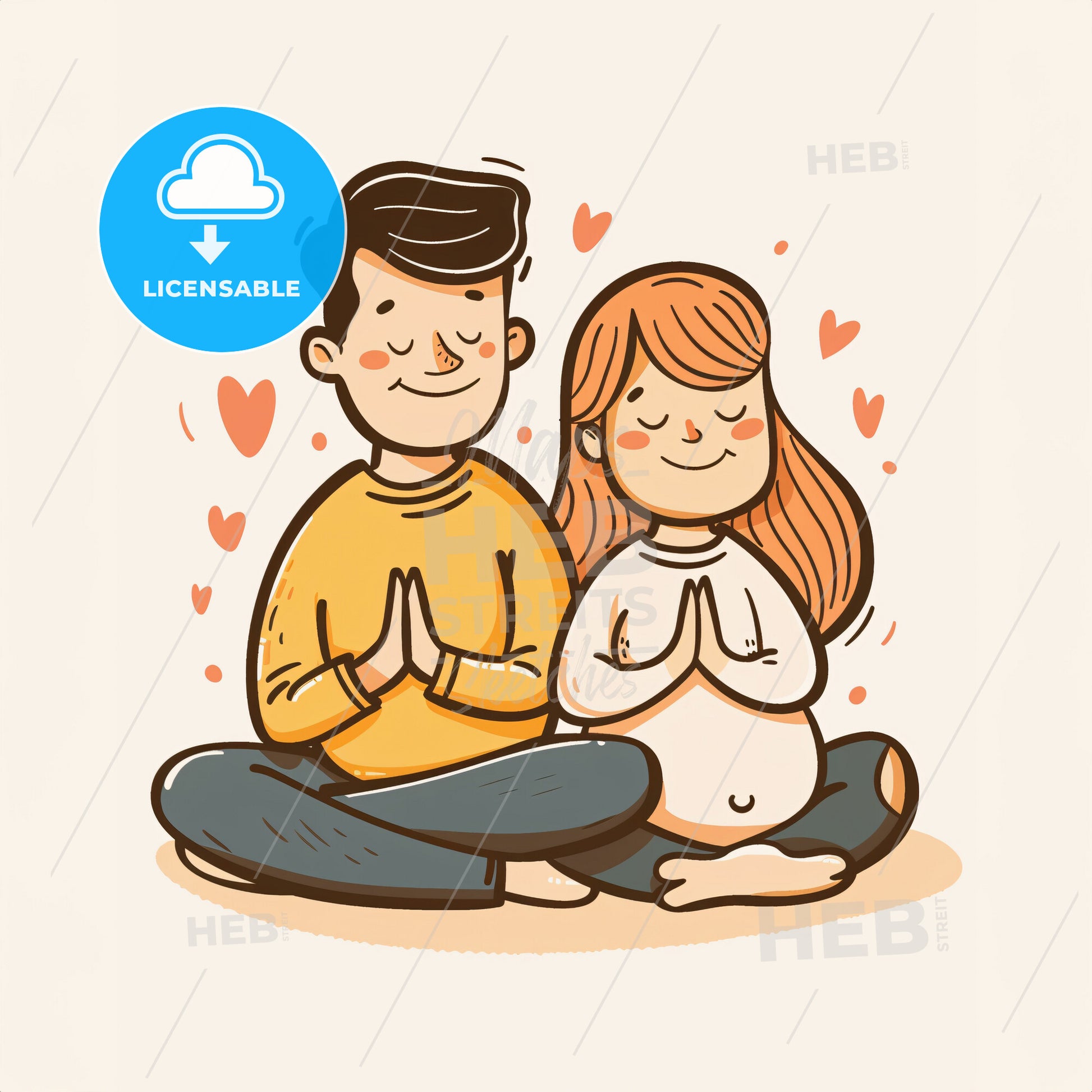 Both Parents - A Man And Woman Sitting Cross Legged With Hands Together