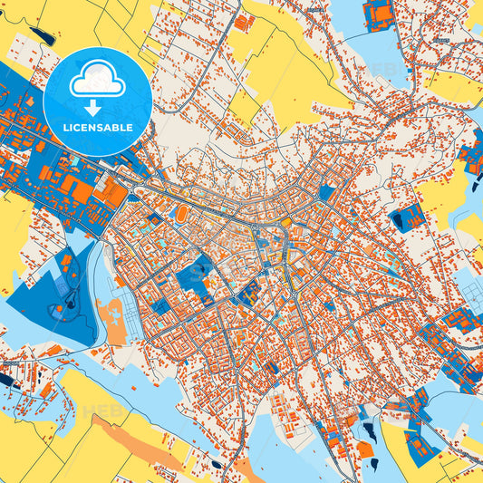 Colorful Botoșani Street Map with Labels and Buildings