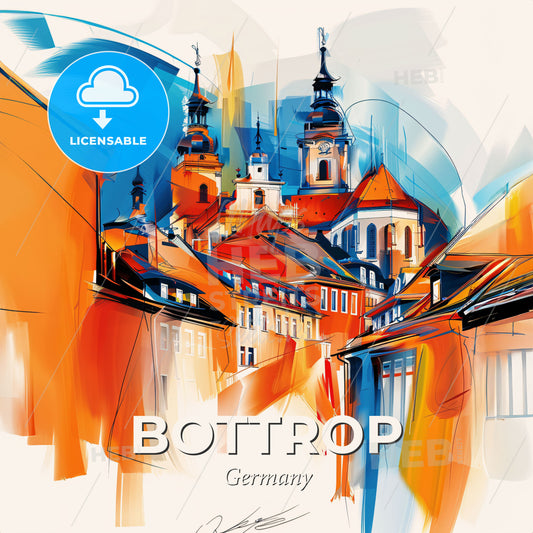 Vibrant Bottrop, Germany - A Painting Of A City - Square format print template
