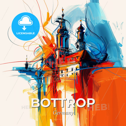 Vibrant Bottrop, Germany - A Painting Of A Building With Colorful Paint - Square format print template