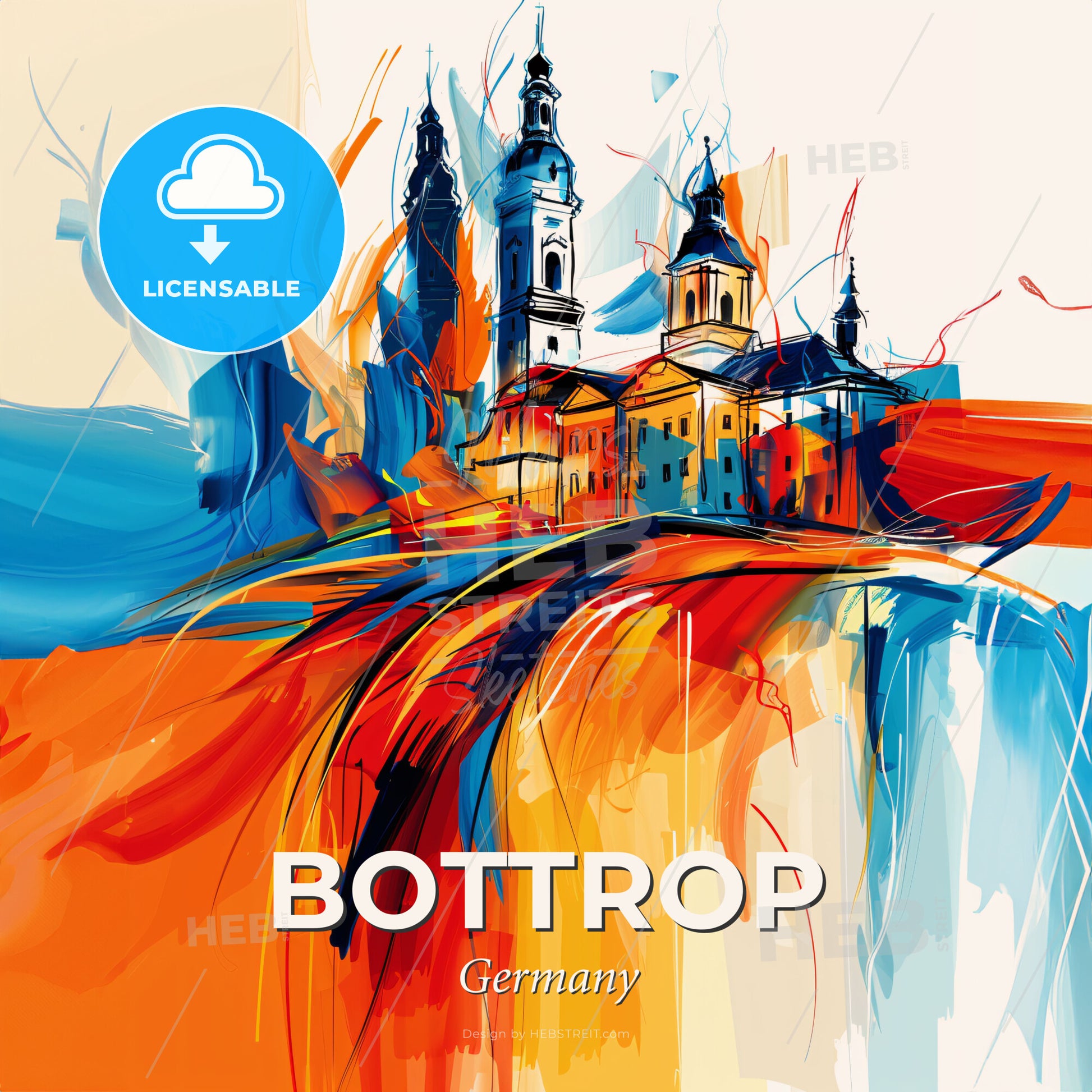 Vibrant Bottrop, Germany - A Painting Of A Building - Square format print template