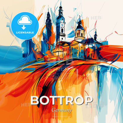 Vibrant Bottrop, Germany - A Painting Of A Building - Square format print template